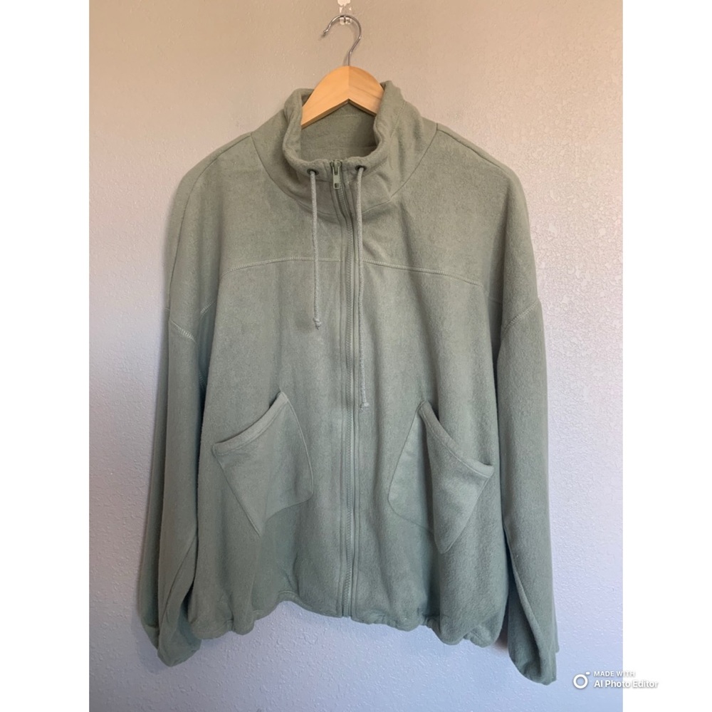 Perch by Blu Pepper Sage Green Fleece Jacket Size 1XL NWOT